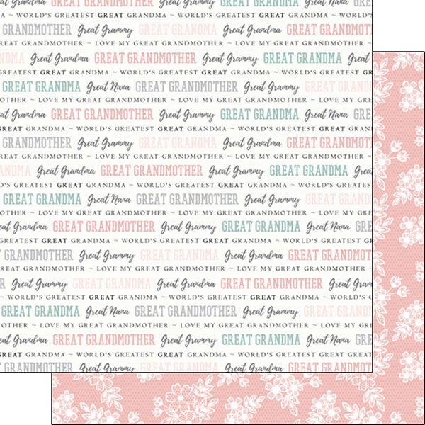 SCRAPBOOK CUSTOMS 12X12 GREAT GRANDMOTHER DOUBLE SIDED PRIDE