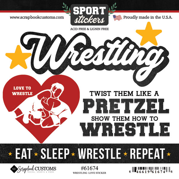 SCRAPBOOK CUSTOMS WRESTLING LOVE 6X6 STICKER
