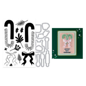 Hero Arts Candy Cane Swag Stamp & Cut Set From the Candy Cane Season Collection