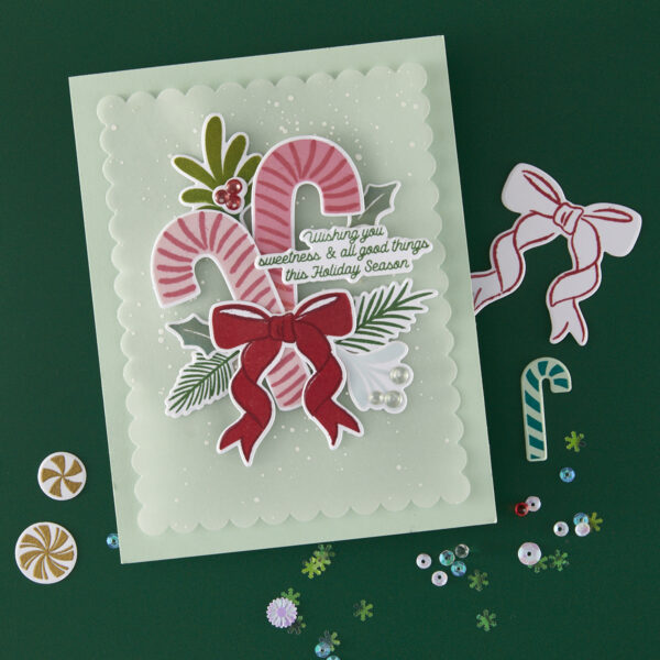 Hero Arts Candy Cane Swag Stamp & Cut Set From the Candy Cane Season Collection