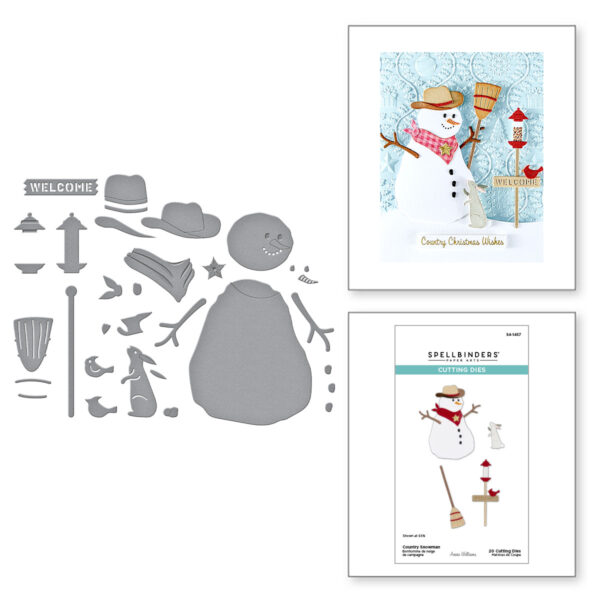 Spellbinders Country Snowman Etched Dies From the Country Christmas Collection By Annie Williams