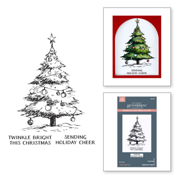 Spellbinders Twinkle Bright Tree Registration Betterpress Plates From the Wonderland Collection