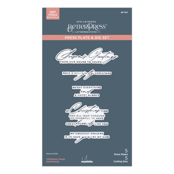 Spellbinders Christmas Cheer Sentiments Betterpress Plate & Die Set From the City Holiday Collection By Yana Smakula