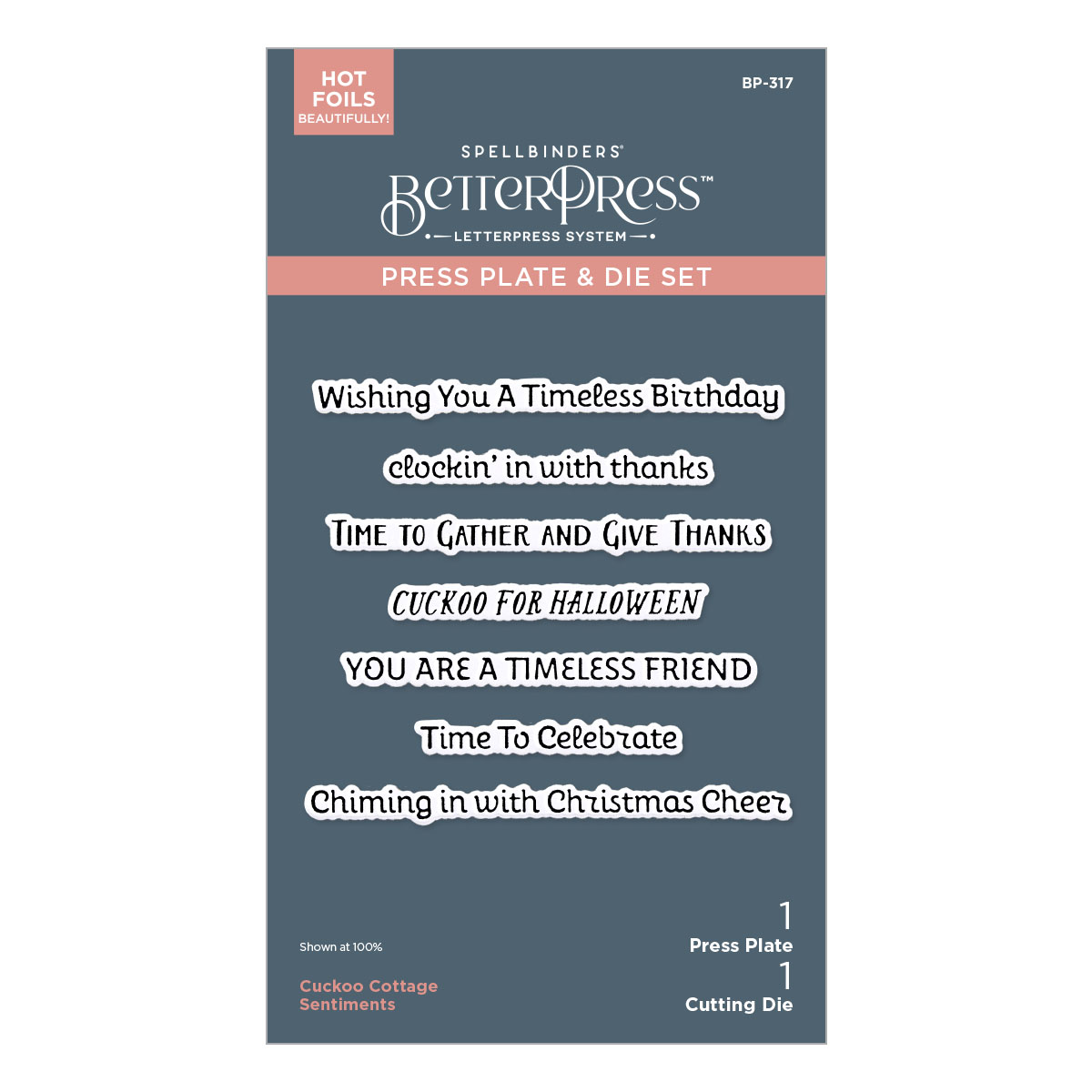 Spellbinders Cuckoo Cottage Sentiments Betterpress Plate & Die Set From the Cuckoo Cottage Collection