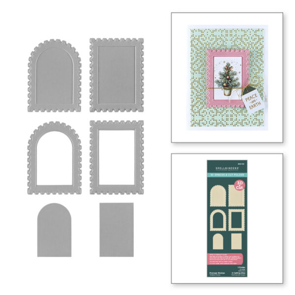 Spellbinders Postage Stamps 3D Emboss & Cut Folder From the Holiday Magic Collection Spellbinders Postage Stamps 3D Emboss & Cut Folder From the Holiday Magic Collection