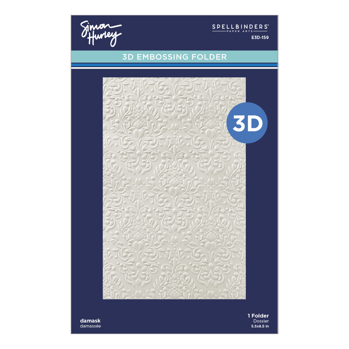 Spellbinders Damask 3D Embossing Folder From the Spooktacular Collection By Simon Hurley