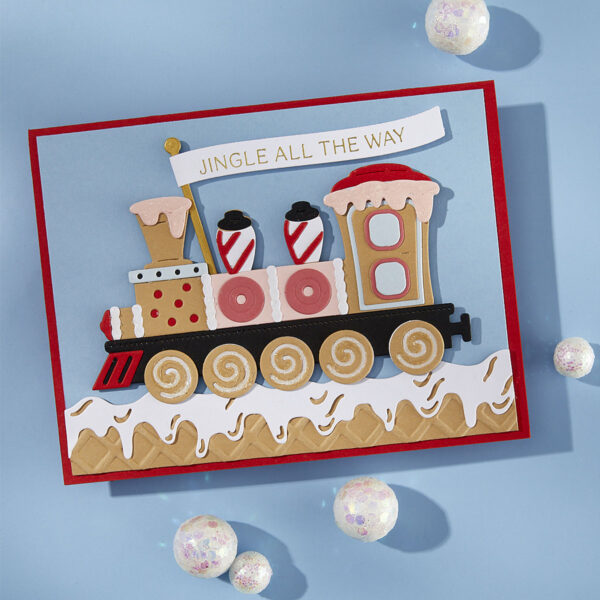 Spellbinders Gingerbread Train Etched Dies From the Candy Christmas Collection By Stamperia
