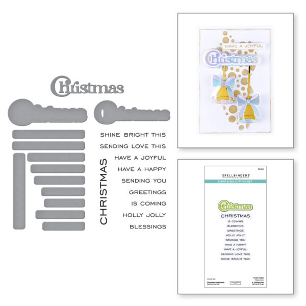 Spellbinders Christmas Sentiments Clear Stamp & Die Set From the All About Christmas Collection By Lisa Horton