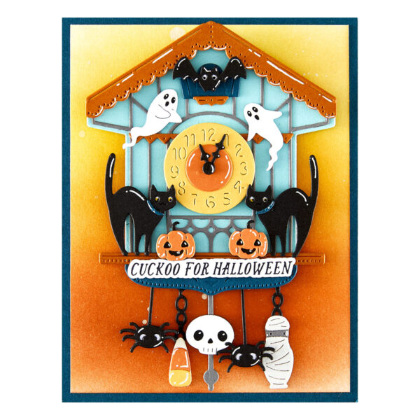 Spellbinders Halloween Tick Tock Etched Dies From the Cuckoo Cottage Collection