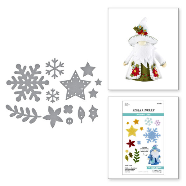Spellbinders Winter & Christmas Embellishments Etched Dies From the 3D Felt Décor Collection By Sandi Maciver