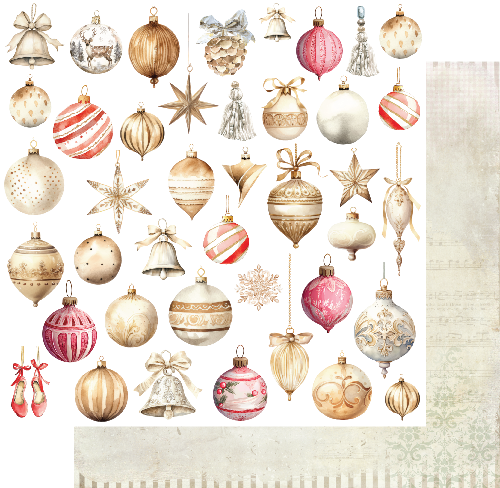 Uniquely Creative Home For Christmas 12X12 Vintage Baubles Paper