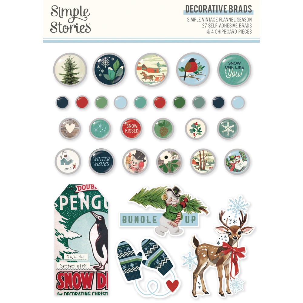 Simple Stories Simple Vintage Flannel Season Decorative Brads