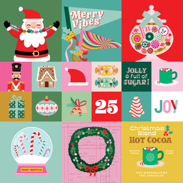 Simple Stories Hard Candy Christmas 12X12 2X2/4X4 Elements