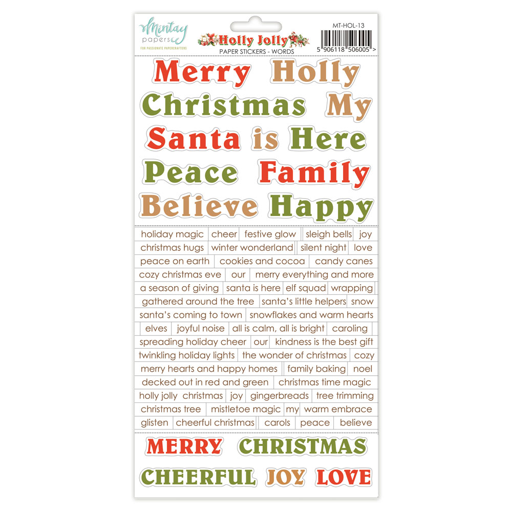 Mintay Holly Jolly 6 X 12 Stickers Words