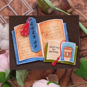 Waffle Flower Stamp Open Book Bookmark Sentiments