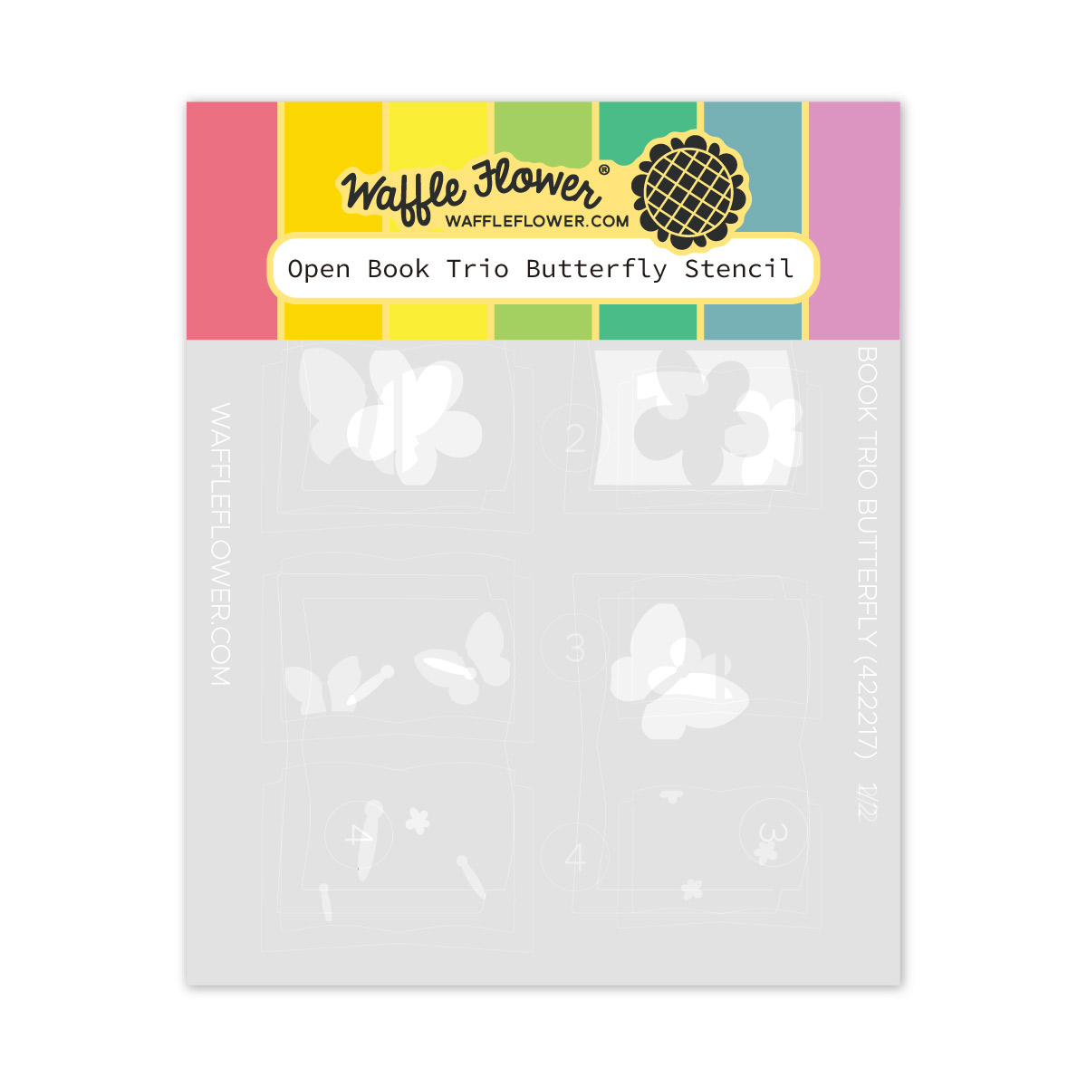 Waffle Flower Stencil Open Book Trio Butterfly