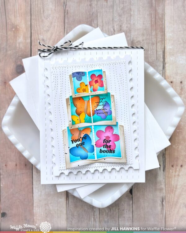 Waffle Flower Stencil Open Book Trio Butterfly