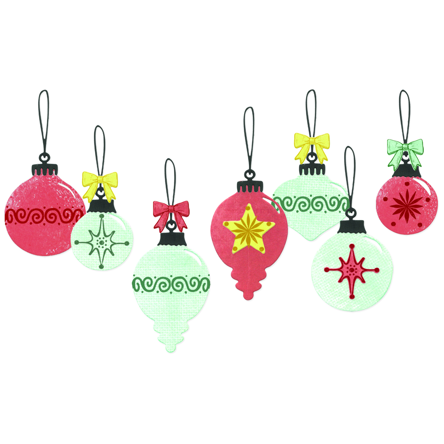 Sizzix 49&M Clear Stamps Set 19PK w/11PK Framelits Baubles By 49 and Market