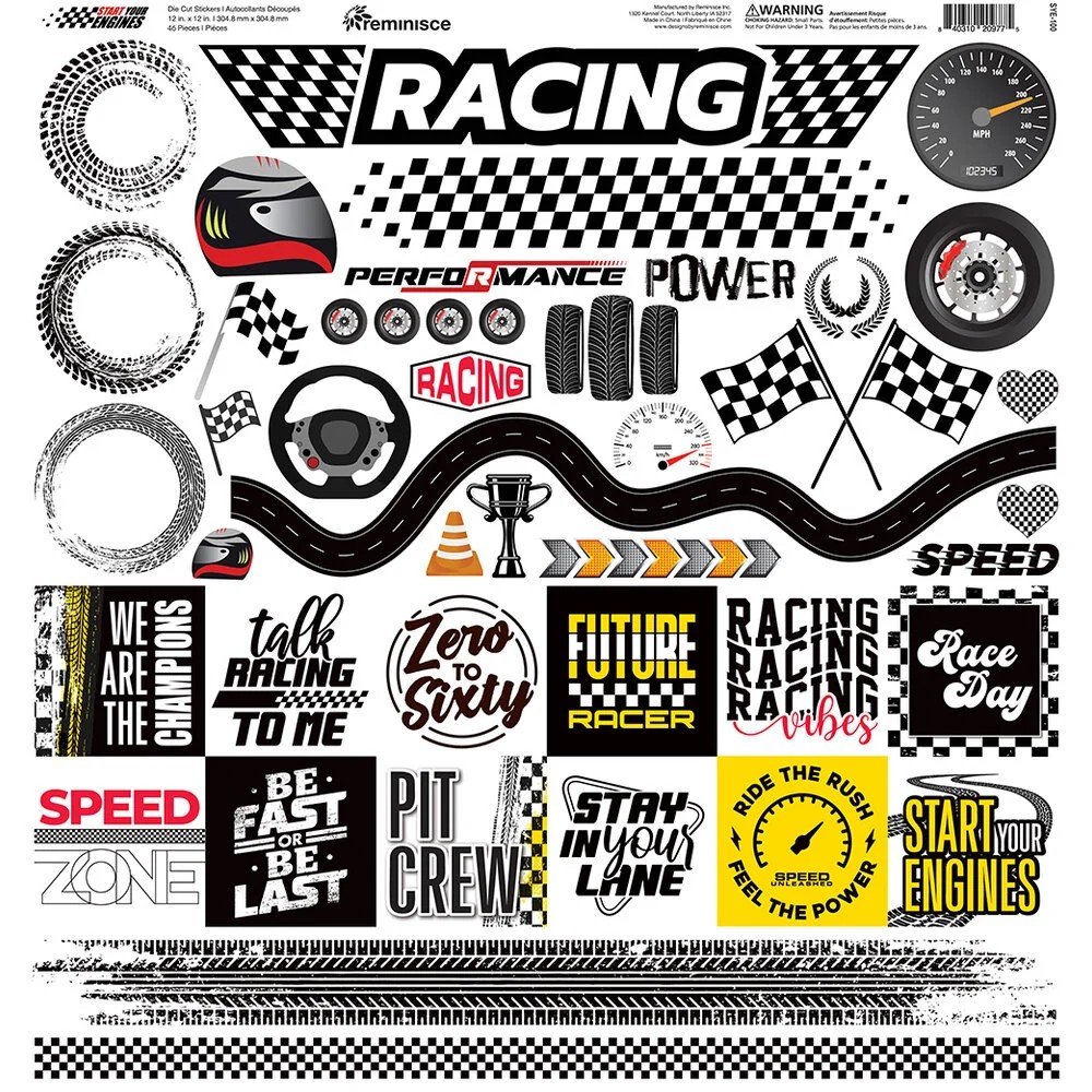 Reminisce Start Your Engines 12X12 Sticker