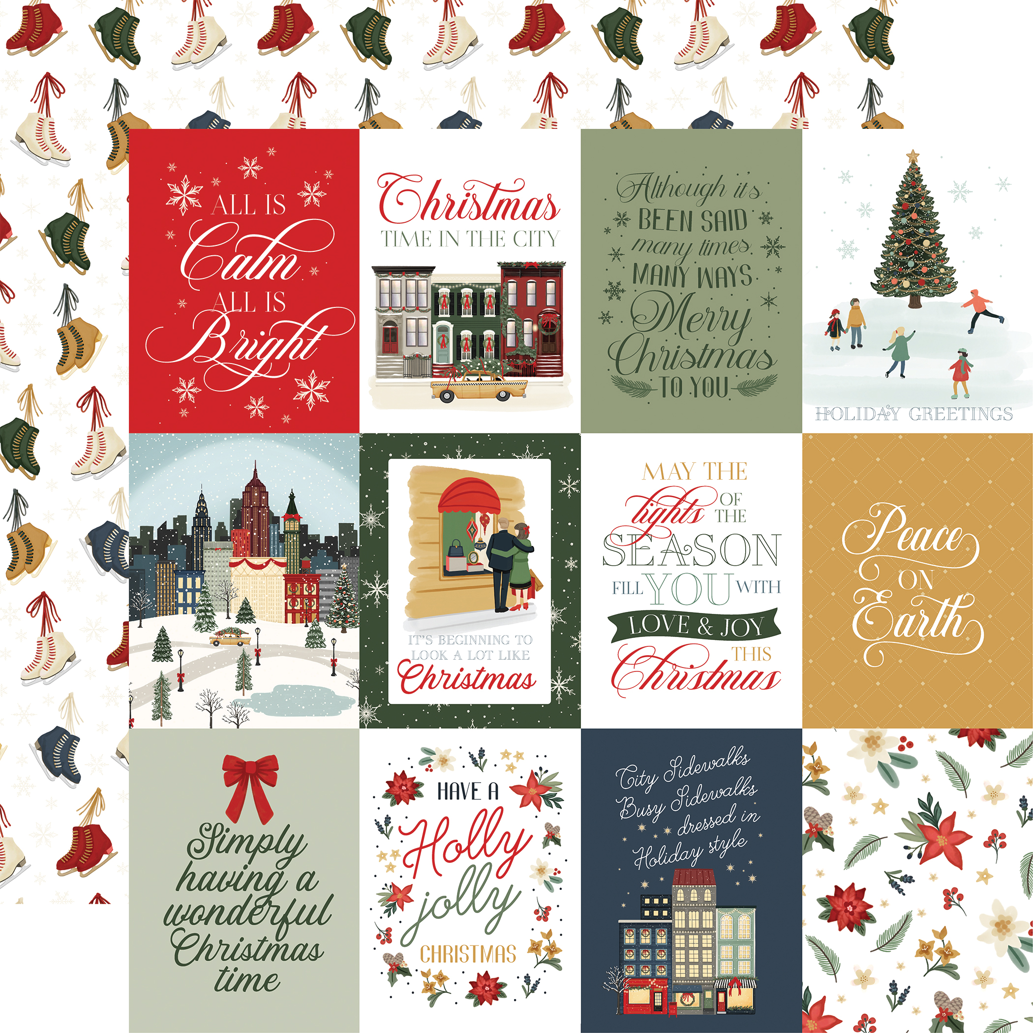 CB Christmas in the City 12X12 3X4 Journaling Cards