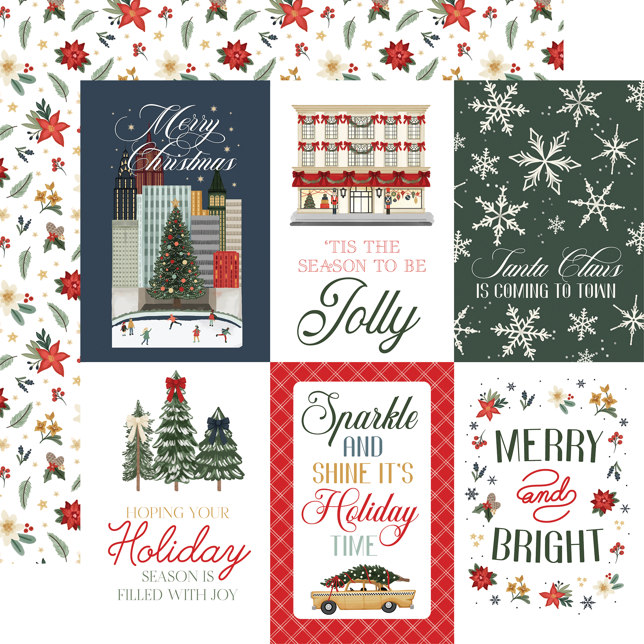 CB Christmas in the City 12X12 4X6 Journaling Cards