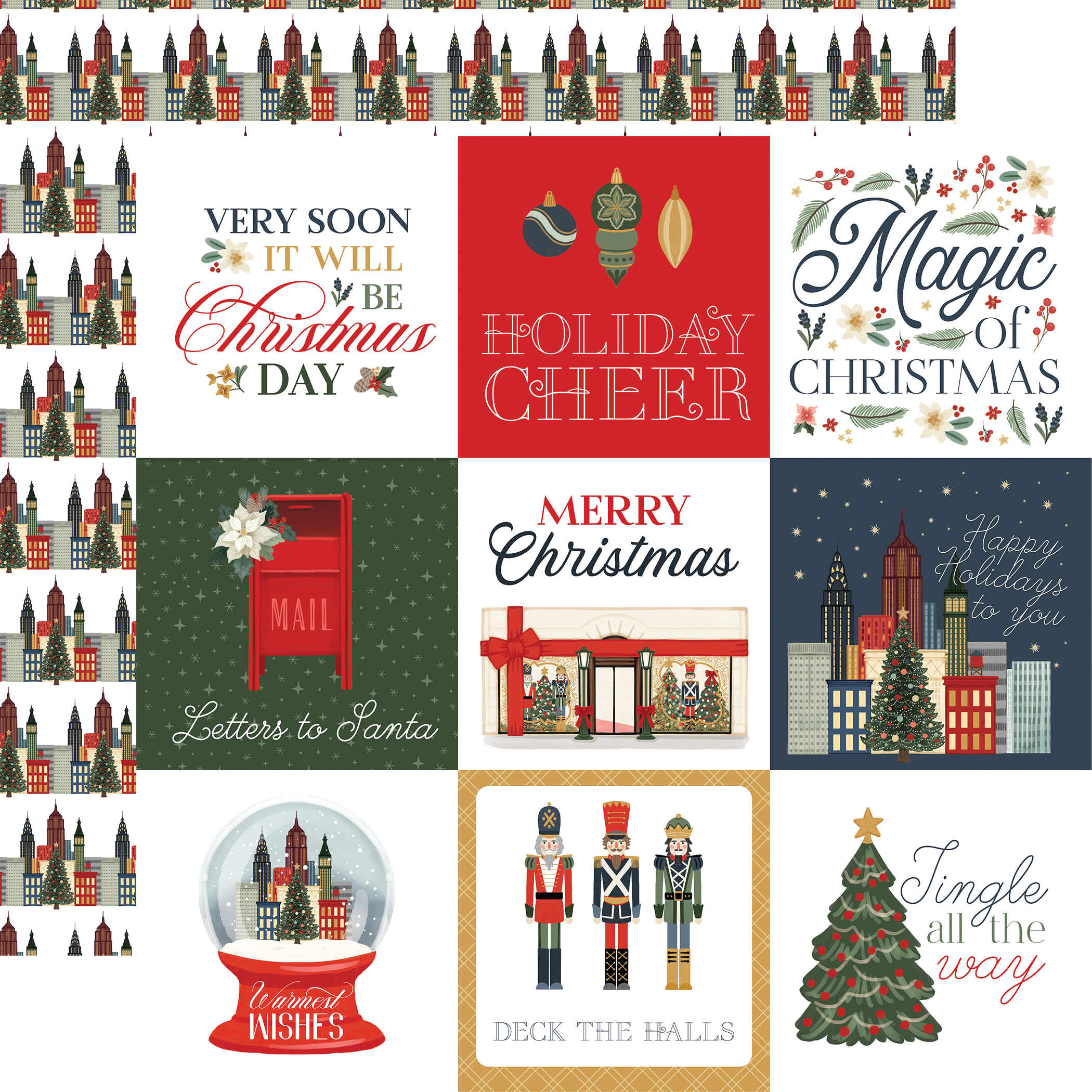 CB Christmas in the City 12X12 4X4 Journaling Cards