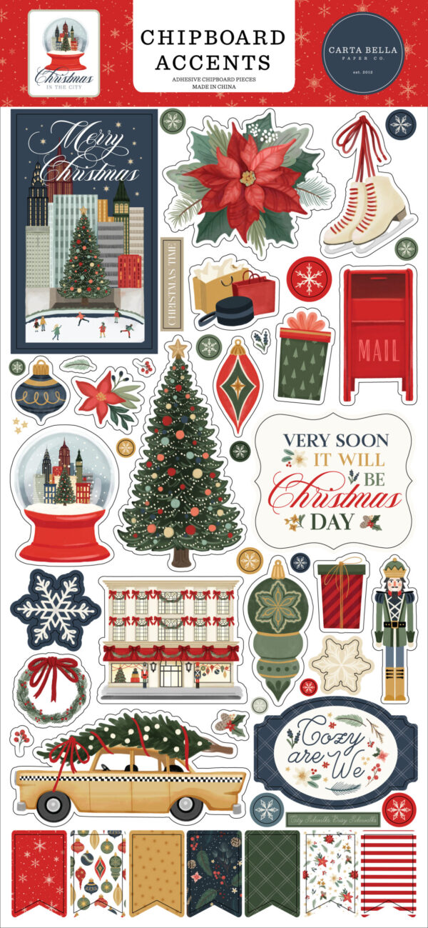 CB Christmas in the City 6X13 Chipboard Accents CB Christmas in the City 6X13 Chipboard Accents