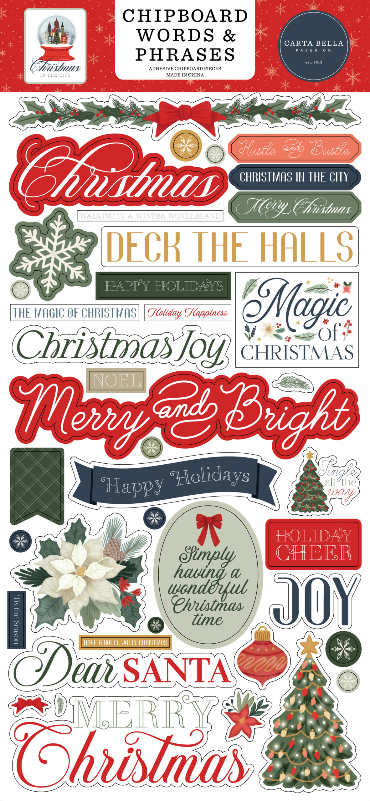 CB Christmas in the City 6X13 Chipboard Words & Phrases