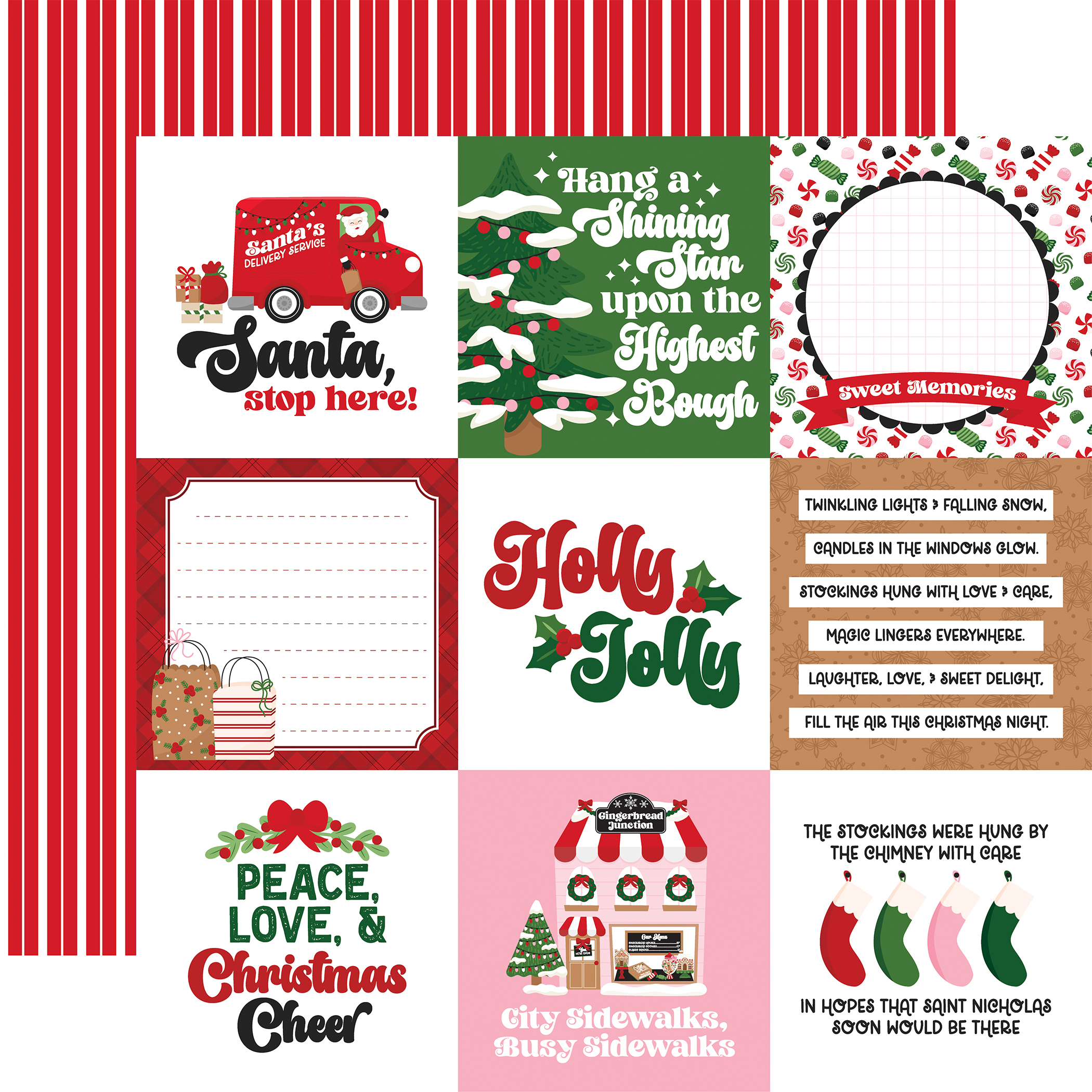 CB Santa's Christmas Delivery 12X12 4X4 Journaling Cards