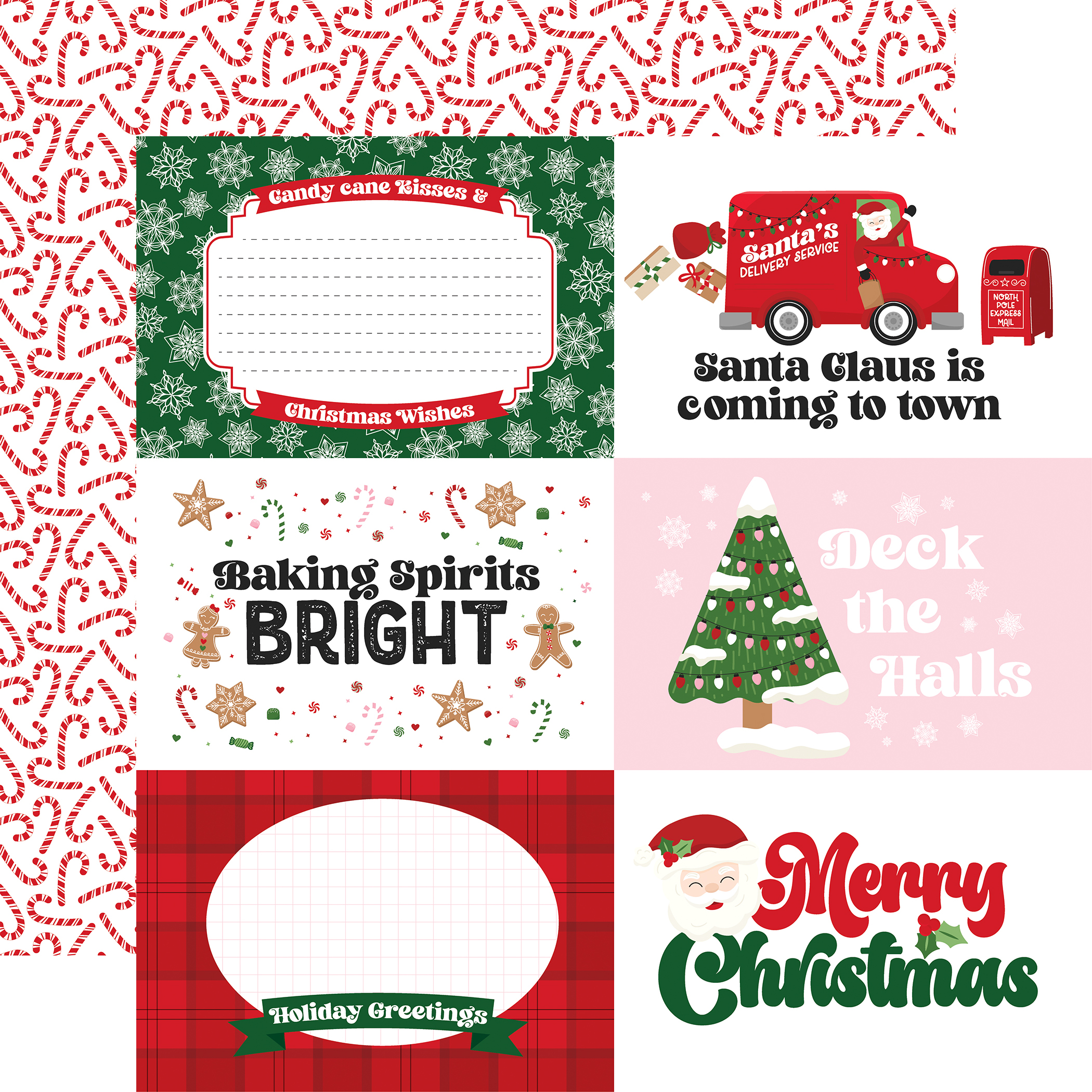 CB Santa's Christmas Delivery 12X12 6X4 Journaling Cards