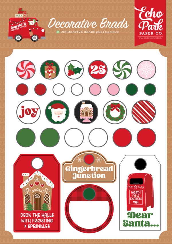 CB Santa's Christmas Delivery Decorative Brads