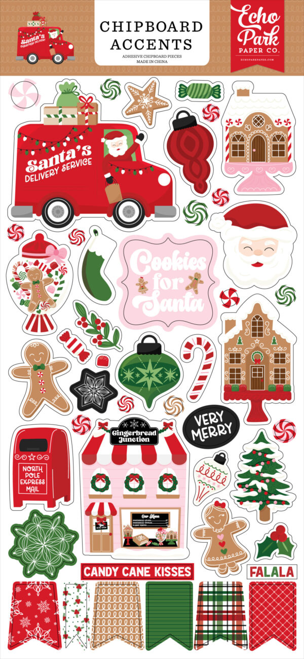 CB Santa's Christmas Delivery 6X13 Chipboard Accents