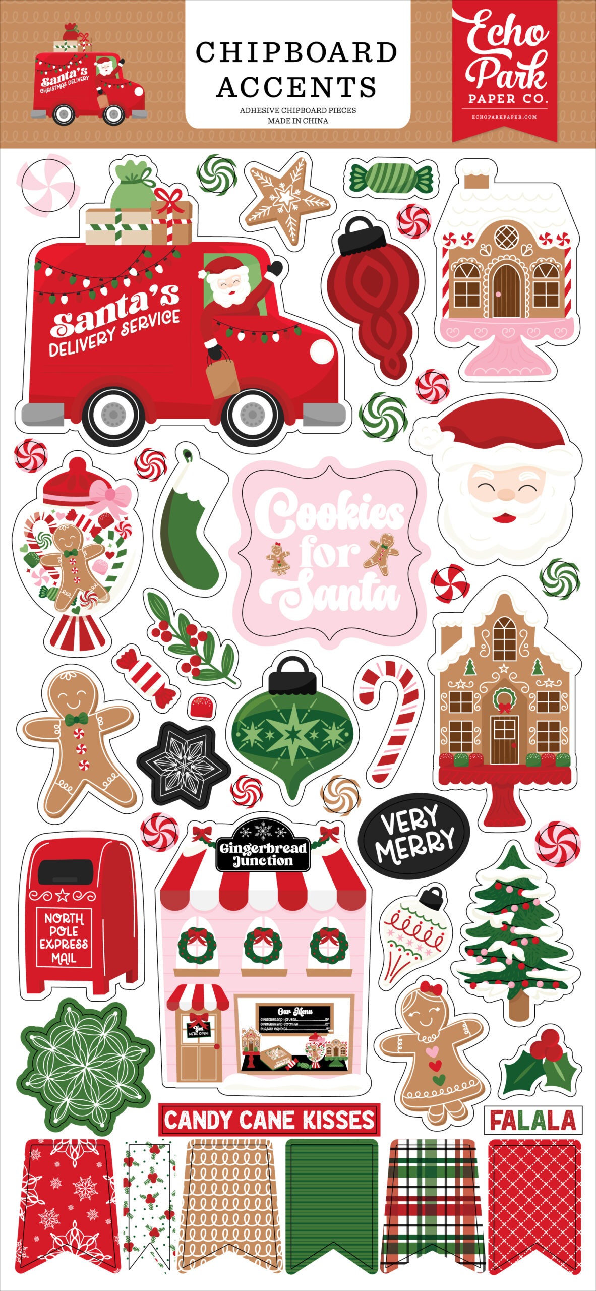 CB Santa's Christmas Delivery 6X13 Chipboard Accents