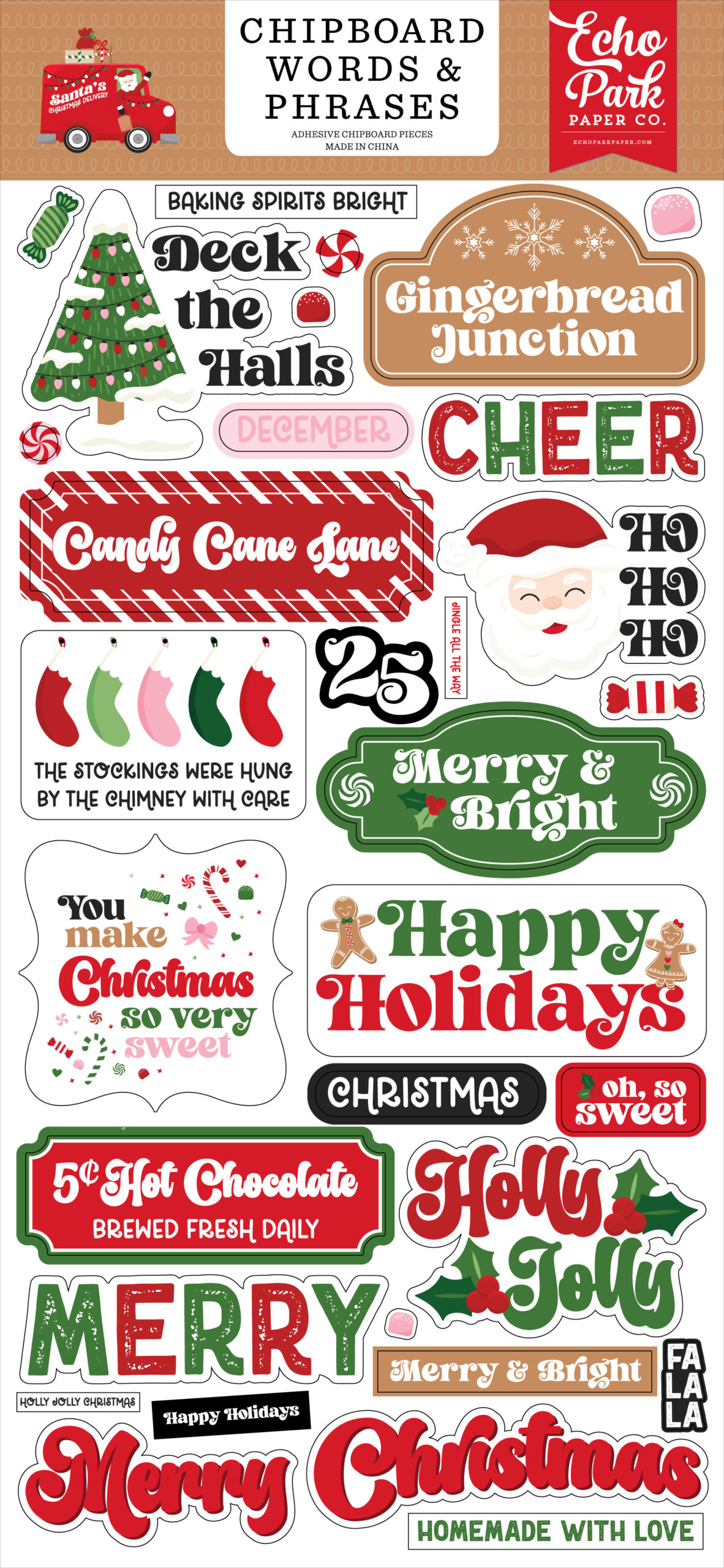 CB Santa's Christmas Delivery 6X13 Chipboard Word & Phrases