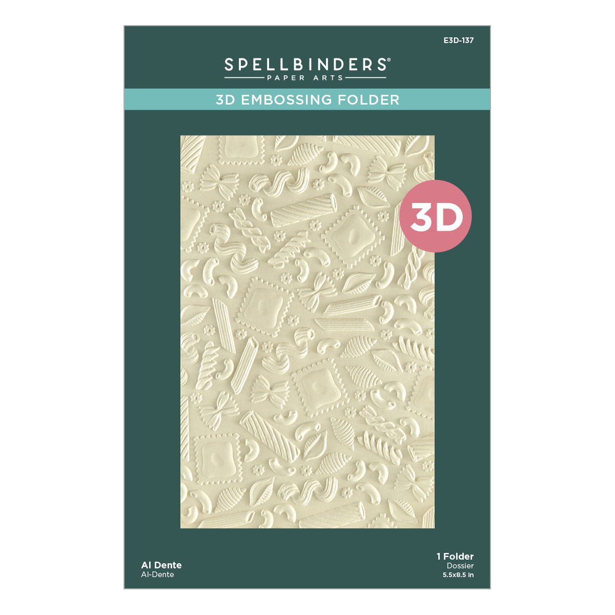 Spellbinders Al Dente 3D Embossing Folder From the Buon Appetito Collection
