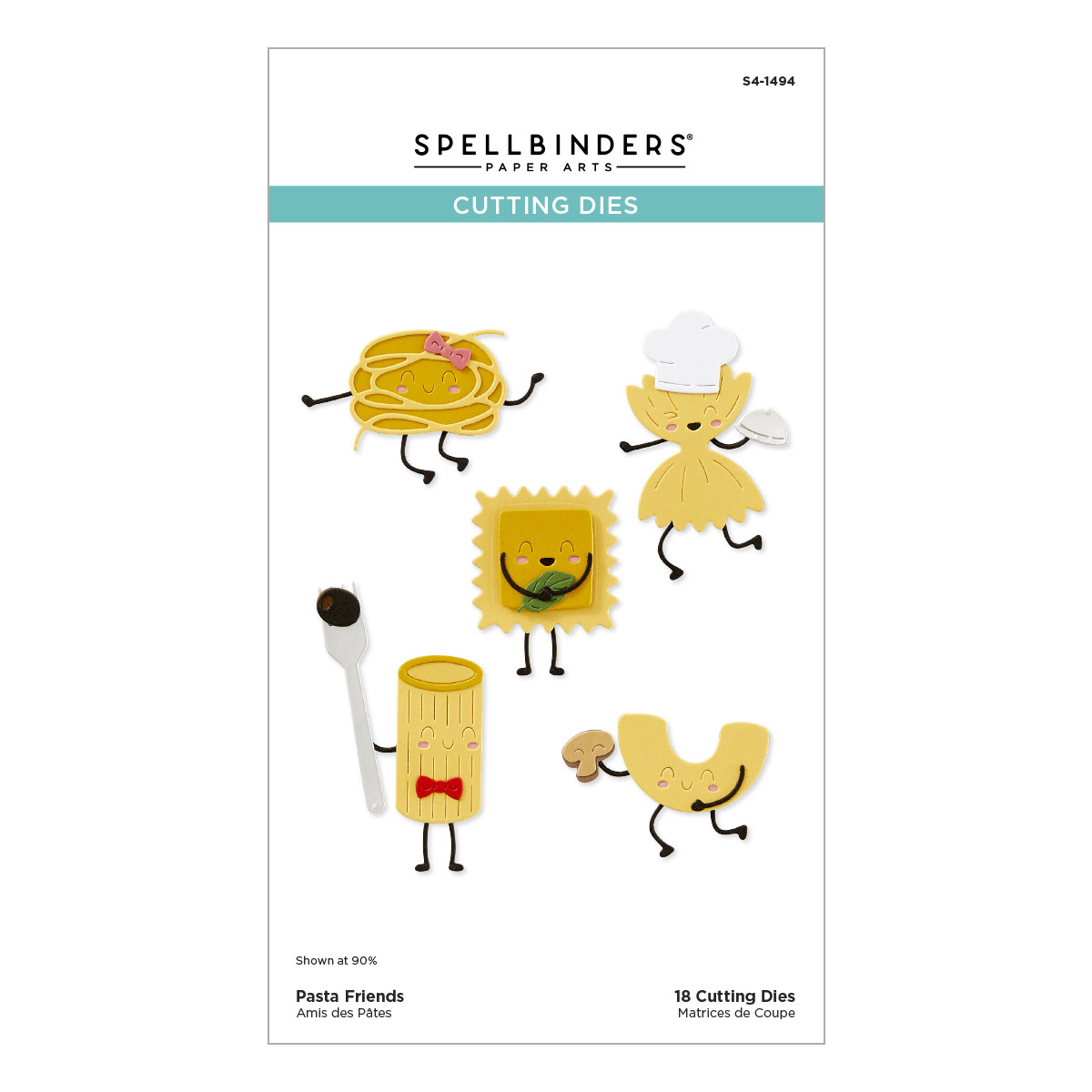 Spellbinders Pasta Friends Etched Dies From the Buon Appetito Collection