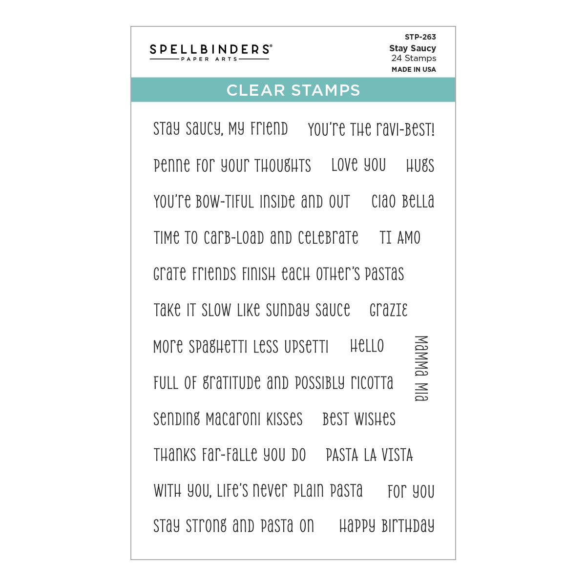 Spellbinders Stay Saucy Clear Stamp Set From the Buon Appetito Collection