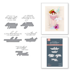 Spellbinders Fountain Wishes Sentiments Betterpress Plate & Die Set From the Happier Hour Collection