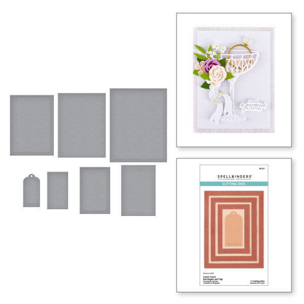 Spellbinders Linear Touch Rectangles and Tag Etched Dies From the Happier Hour Collection