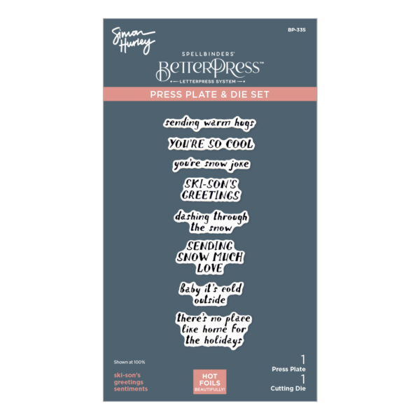 Spellbinders Ski-son's Greetings Sentiments Betterpress Plate & Die Set From the Ski-son's Greetings Collection By Simon Hurley