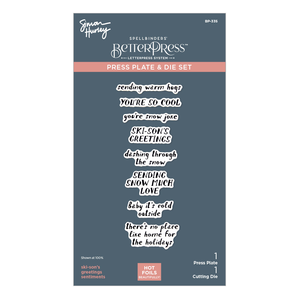 Spellbinders Ski-son's Greetings Sentiments Betterpress Plate & Die Set From the Ski-son's Greetings Collection By Simon Hurley