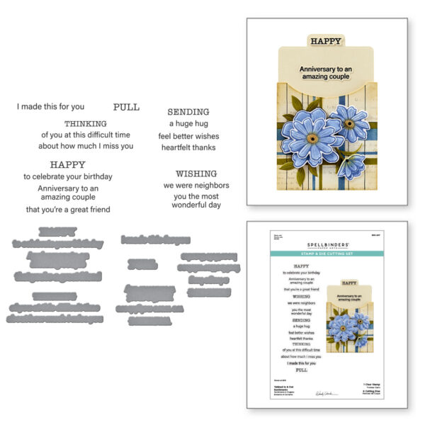 Spellbinders Tabbed in & Out Sentiments Clear Stamp & Die Set From the Tabbed Classics Collection By Wendy Vecchi