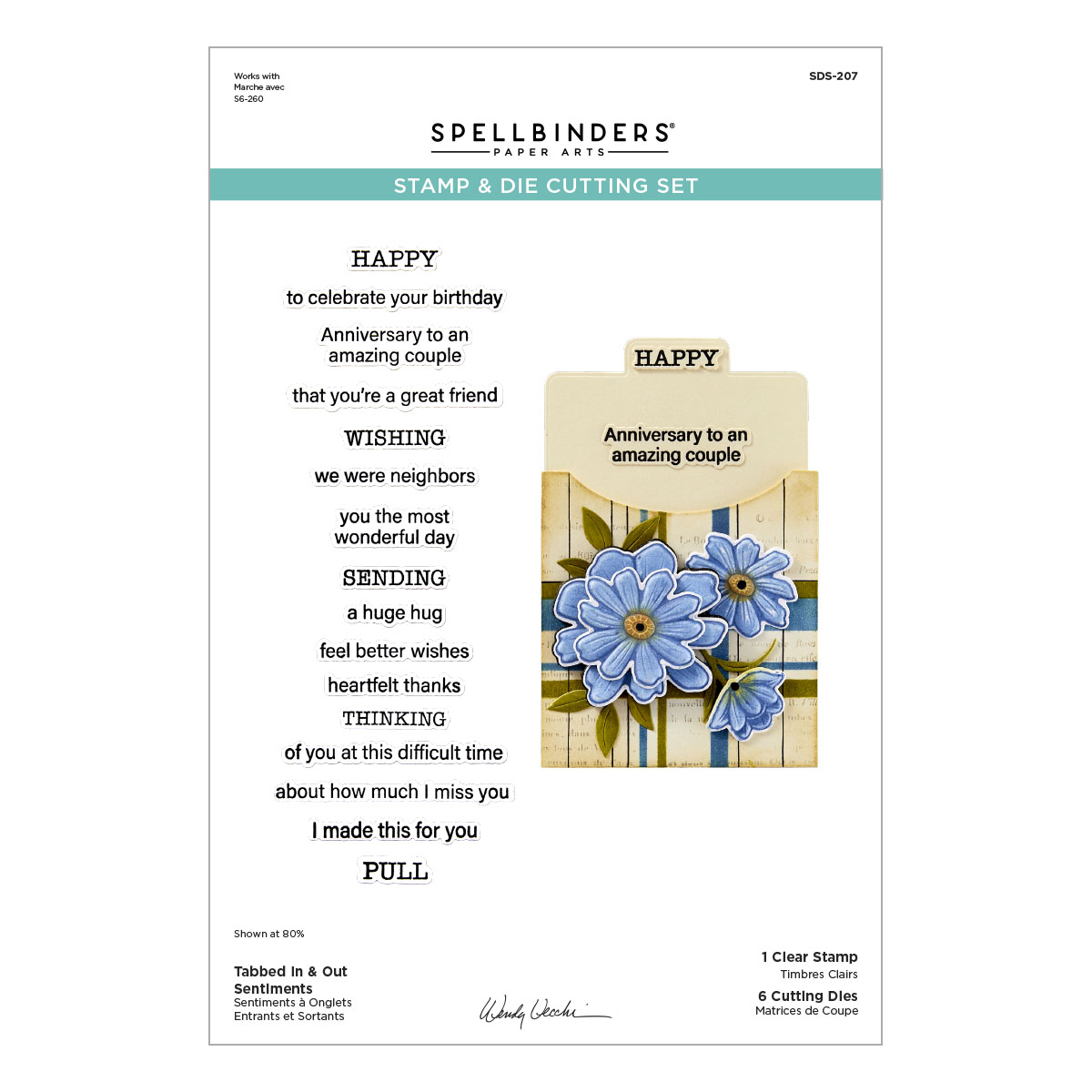 Spellbinders Tabbed in & Out Sentiments Clear Stamp & Die Set From the Tabbed Classics Collection By Wendy Vecchi