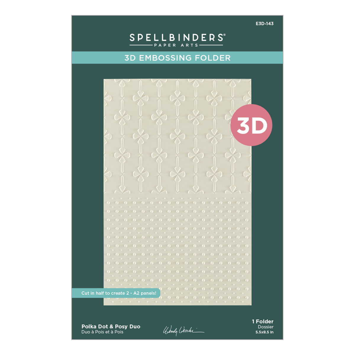 Spellbinders Polka Dot & Posy Duo 3D Embossing Folder From the Tabbed Classics Collection By Wendy Vecchi