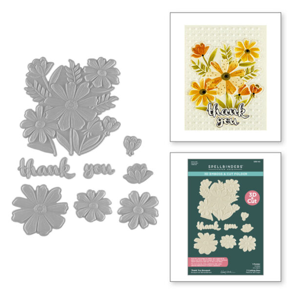 Spellbinders Thank You Bouquet 3D Emboss & Cut Folder From the Tabbed Classics Collection By Wendy Vecchi