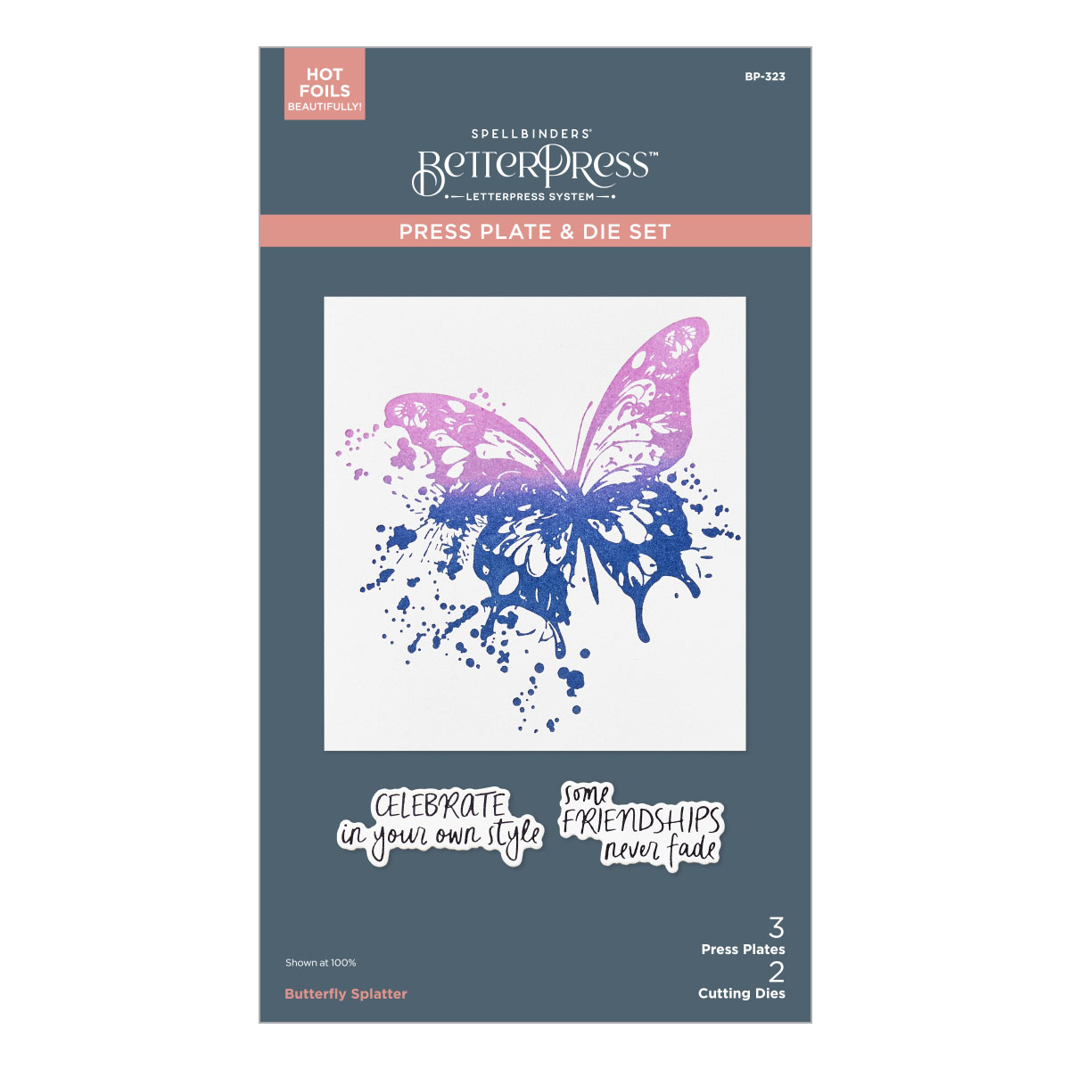 Spellbinders Butterfly Splatter Betterpress Plate & Die Set From the Beautifully Imperfect Collection
