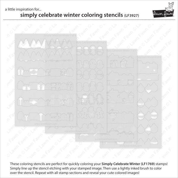 Lawn Fawn Stencil Simply Celebrate Winter Coloring