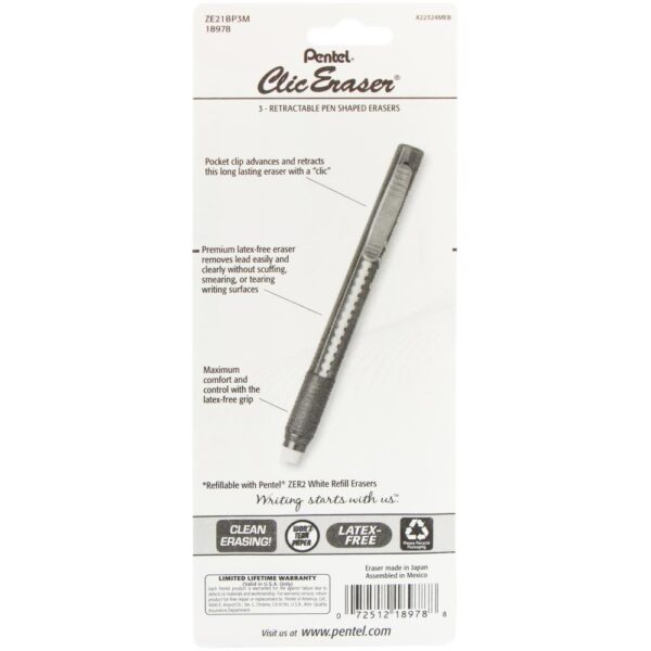 PENTEL CLIC ERASER 3 PACK