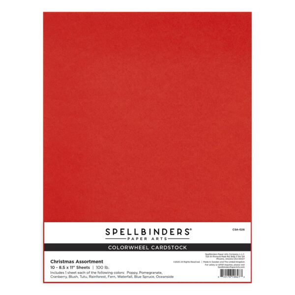 Spellbinders Christmas Assortment Colorwheel Cardstock 8.5 X 11" - 10 Sheets