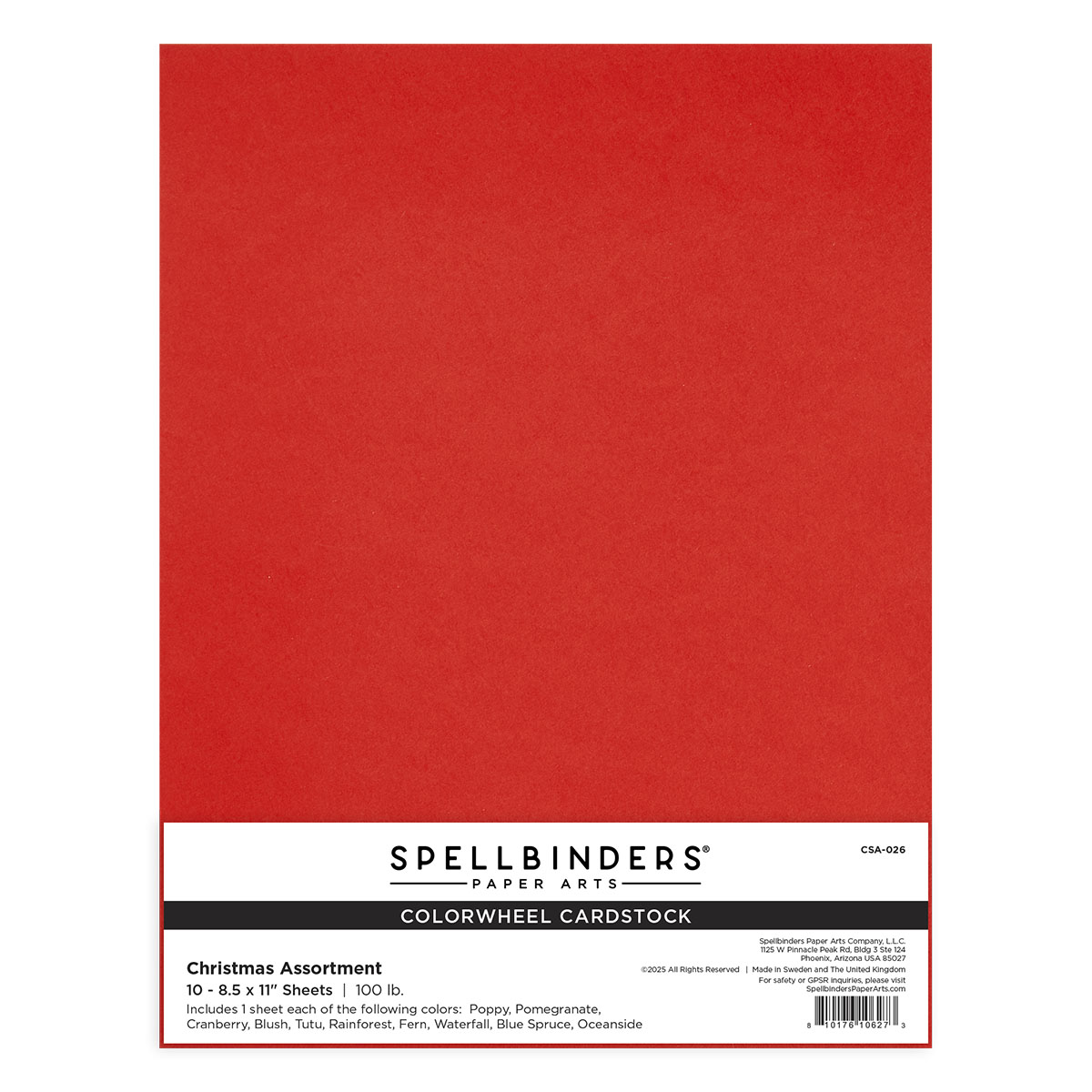 Spellbinders Christmas Assortment Colorwheel Cardstock 8.5 X 11" - 10 Sheets